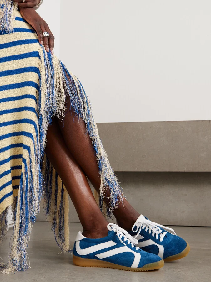 Proenza Schouler - Track Leather-trimmed Suede Sneakers - Blue - Image 2