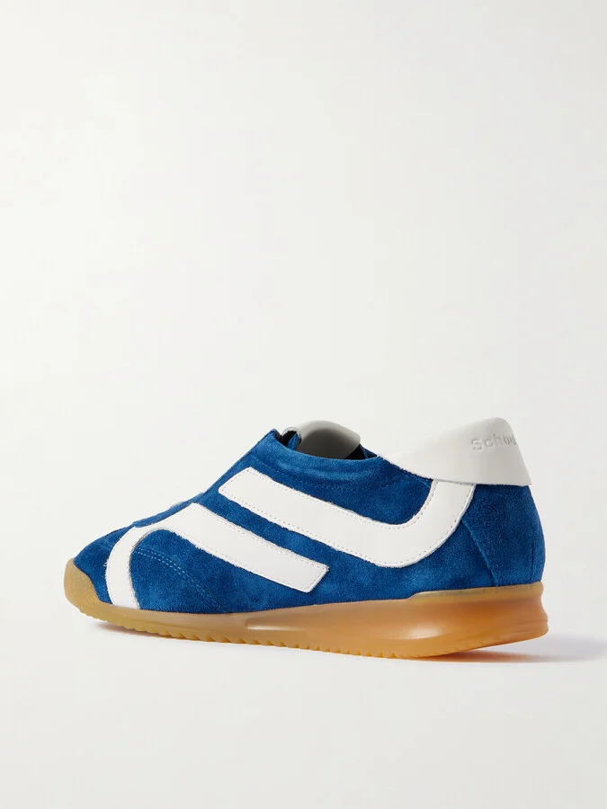 Proenza Schouler - Track Leather-trimmed Suede Sneakers - Blue - Image 3