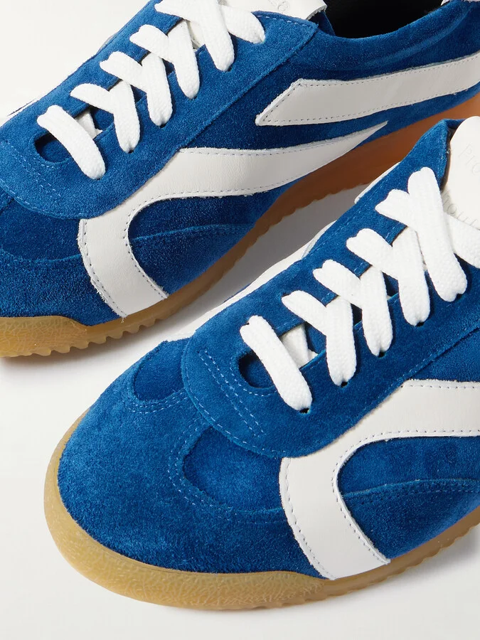 Proenza Schouler - Track Leather-trimmed Suede Sneakers - Blue - Image 4