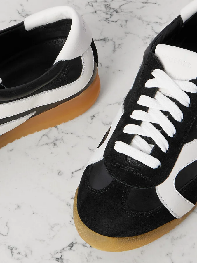 Proenza Schouler - Track Paneled Suede-trimmed Leather Sneakers - Black - Image 4