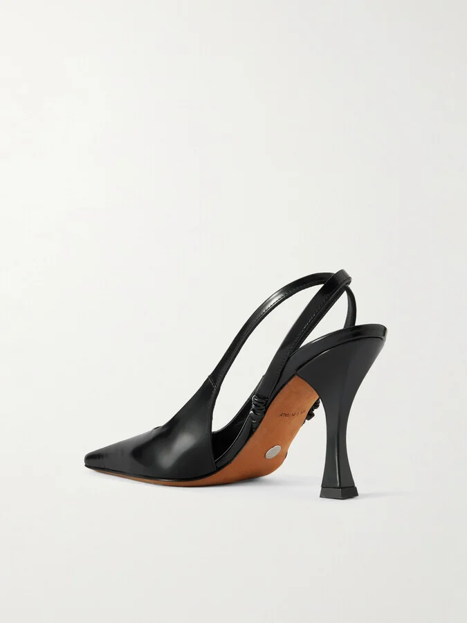 Proenza Schouler - Trap Glossed-leather Slingback Pumps - Black - Image 3