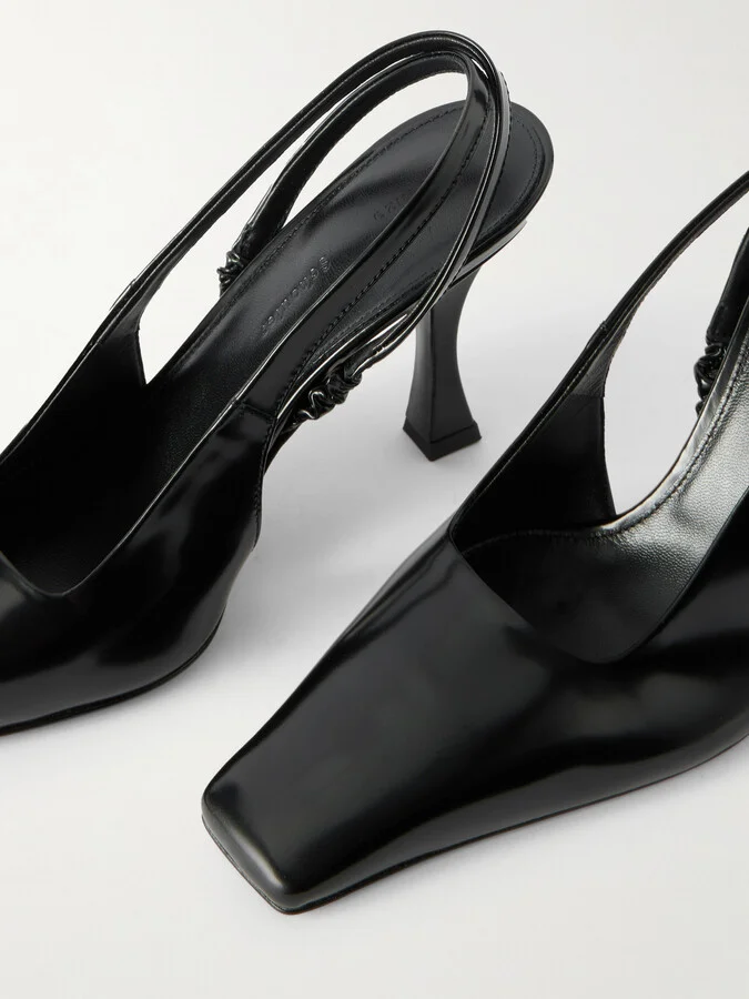 Proenza Schouler - Trap Glossed-leather Slingback Pumps - Black - Image 4
