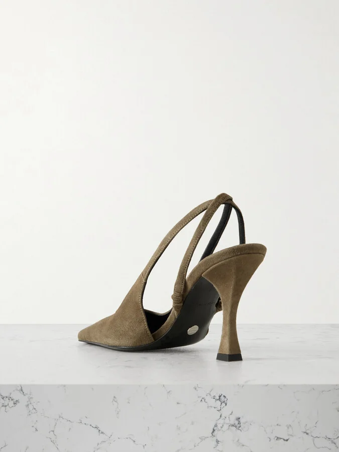 Proenza Schouler - Trap Suede Slingback Pumps - Green - Image 3