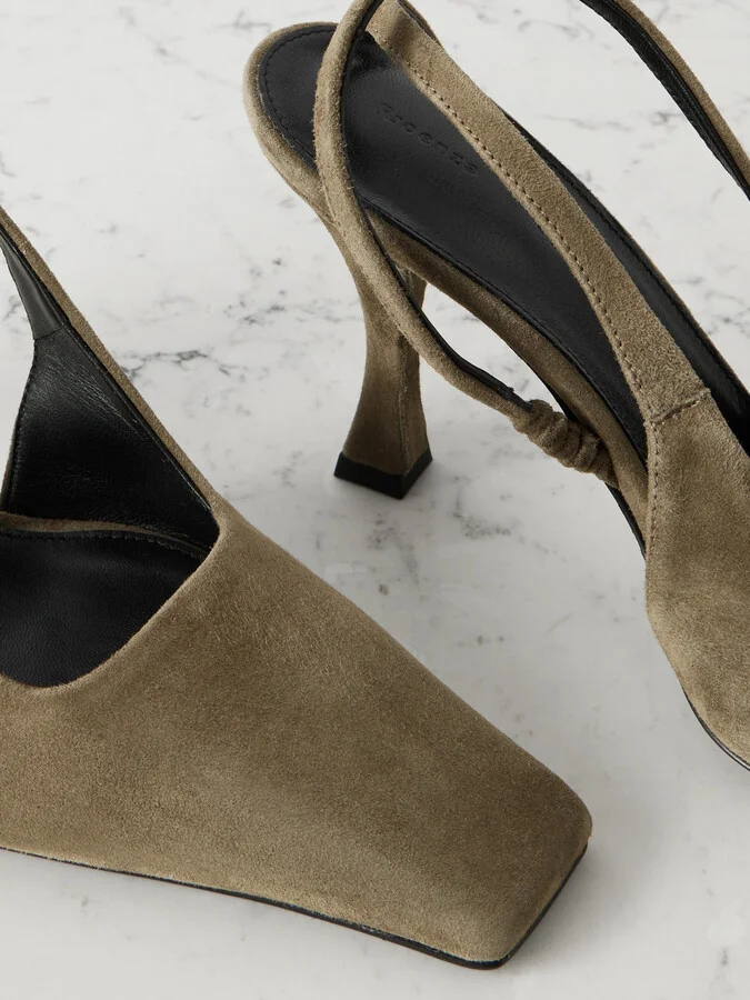 Proenza Schouler - Trap Suede Slingback Pumps - Green - Image 4