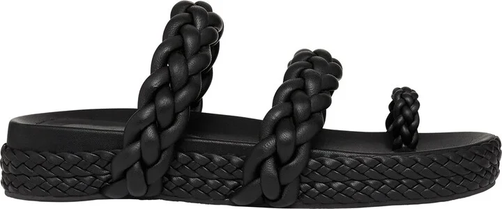 Promenade Braided Chunky Slide In Colour Black Size 35