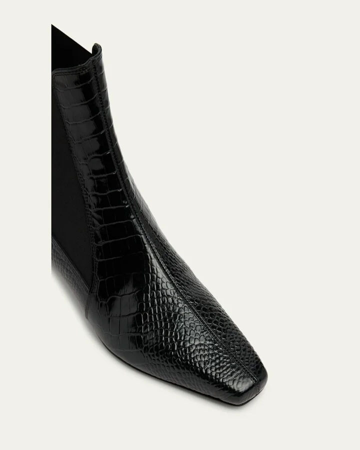 Promidavol Croc-Embossed Leather Red Sole Ankle Booties - Image 2