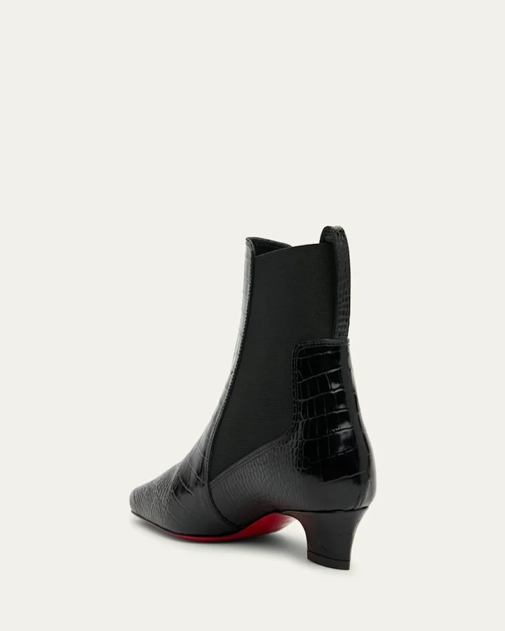 Promidavol Croc-Embossed Leather Red Sole Ankle Booties - Image 3