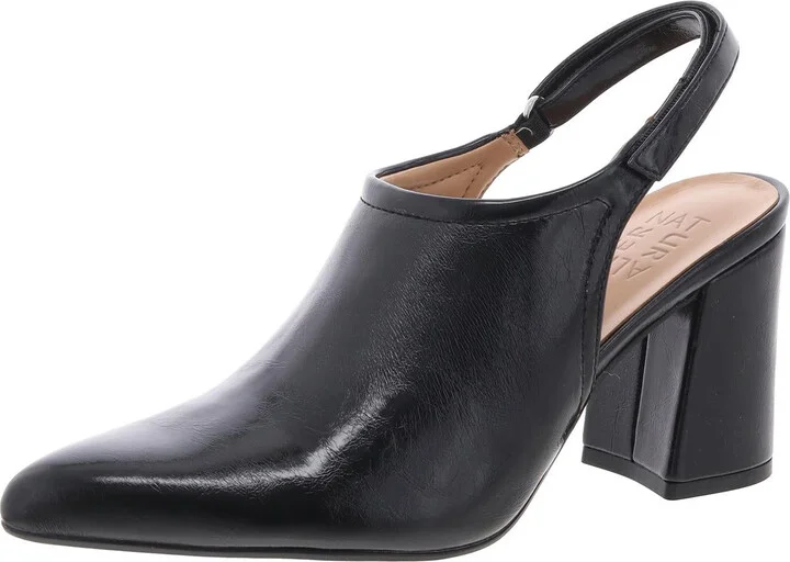 Prompt Womens Block Heel Faux Leather Slingback Heels