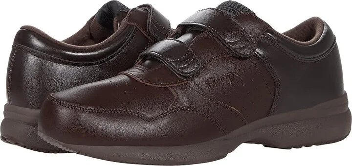 Propet Life Walker Strap Medicare/HCPCS Code = A5500 Diabetic Shoe Men's Hook and Loop Shoes Brown : 7.5 XX (5E), Leather