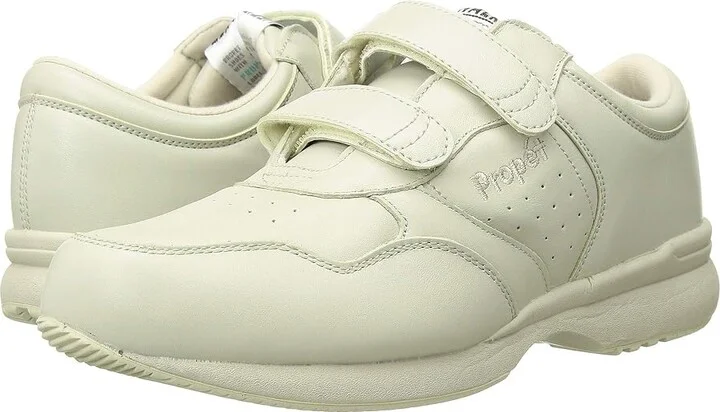 Propet Life Walker Strap Medicare/HCPCS Code = A5500 Diabetic Shoe Men's Hook and Loop Shoes Sport White : 7.5 M (D), Leather