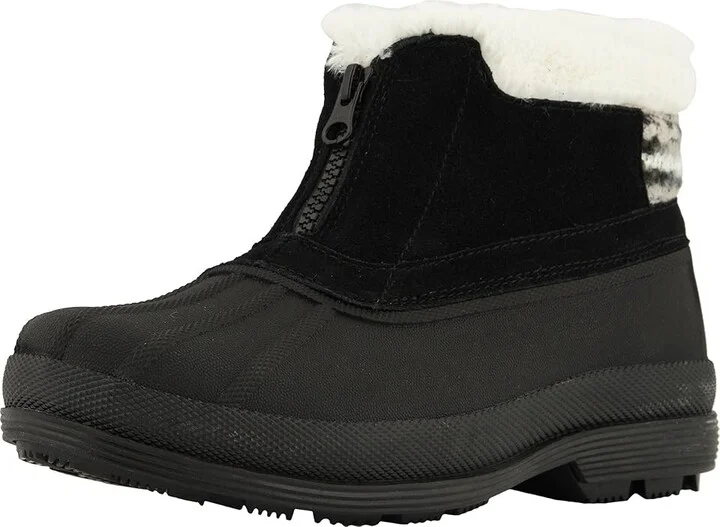 Propet Lumi Ankle Zip Women's Boots Black/White : 6 XX (4E), Suede - Image 2