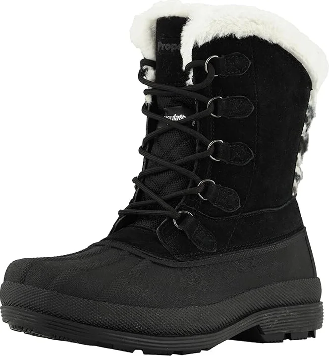 Propet Lumi Tall Lace Women's Boots Black/White : 6 XX (4E), Suede - Image 2