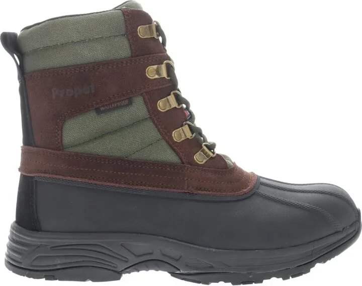 Propét Men's Cortland Durable Waterproof Snow Boots Brown/Oilve 9 X-Wide US