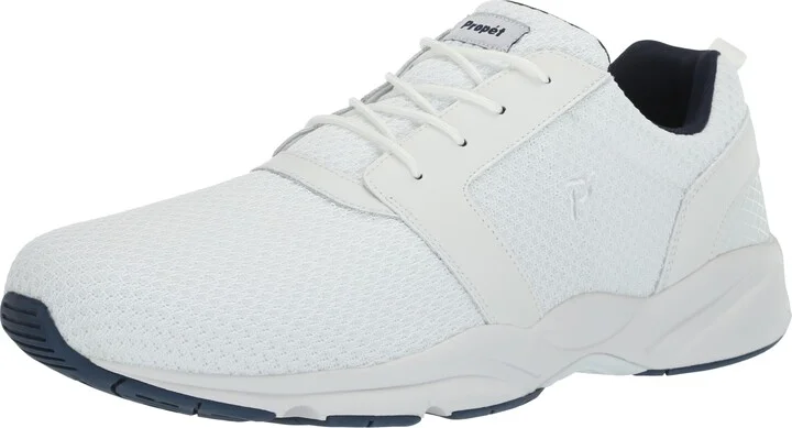 Propét Men's Stability X Lightweight Knit Mesh Athletic Shoe White/Navy 14 Medium US