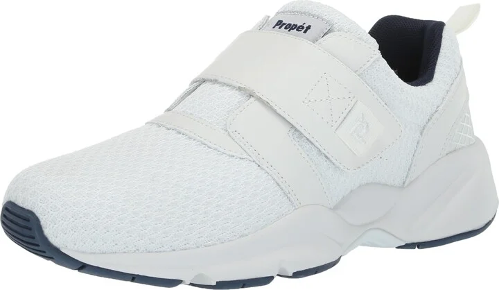 Propét Men's Stability X Strap Lightweight Knit Mesh Athletic Shoe White/Navy 16 X-Wide US