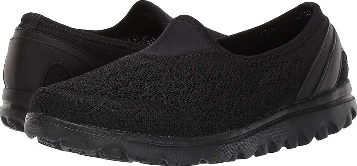 Propet TravelActiv Slip-On Women's Slip on Shoes All Black : 6 XX (4E), Synthetic/Textile