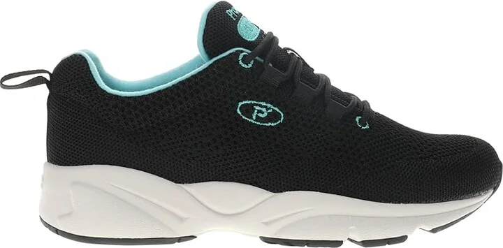 Propet Women's Stability Fly Athletic Comfort Sneaker Black/Aqua 5 XX-Wide US