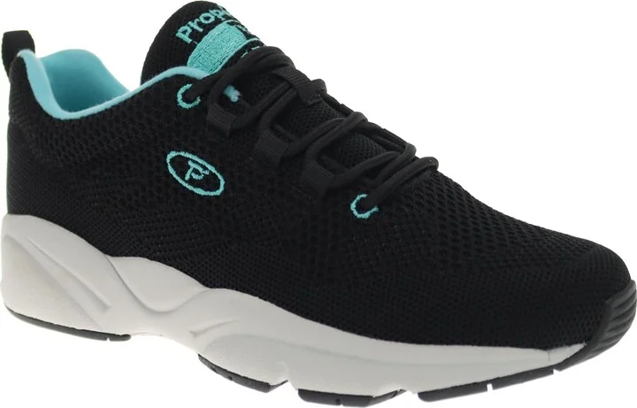Propét Women's Stability Fly Athletic Comfort Sneaker Black/Aqua 8 M US