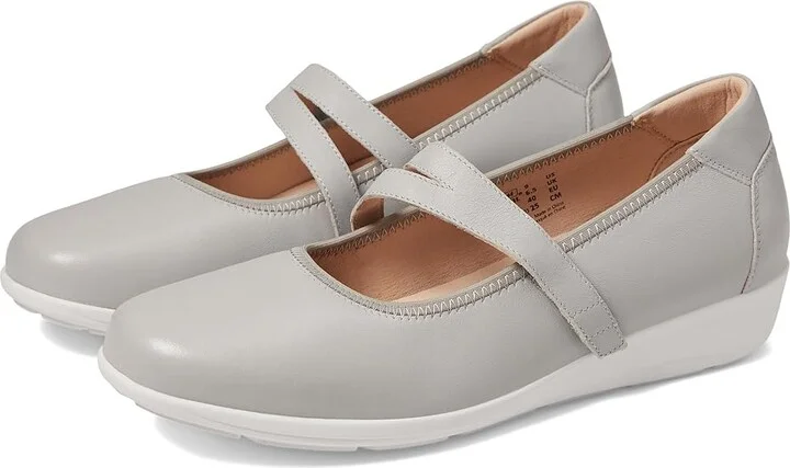 Propet Yara Mary Jane Women's Flat Shoes Light Grey : 8 X (2E), Leather