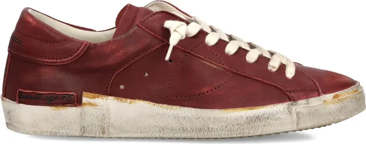 Prsx distressed leather lace-up sneakers
