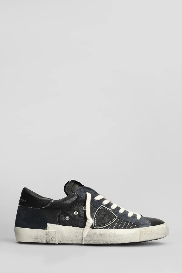 Prsx Low Sneakers In Black Suede And Leather