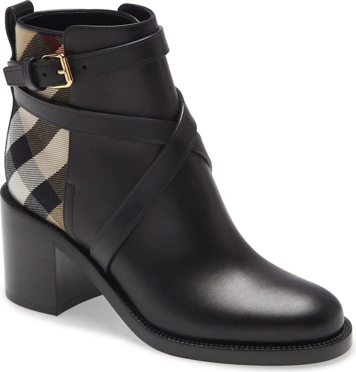 Pryle Check Block Heel Bootie