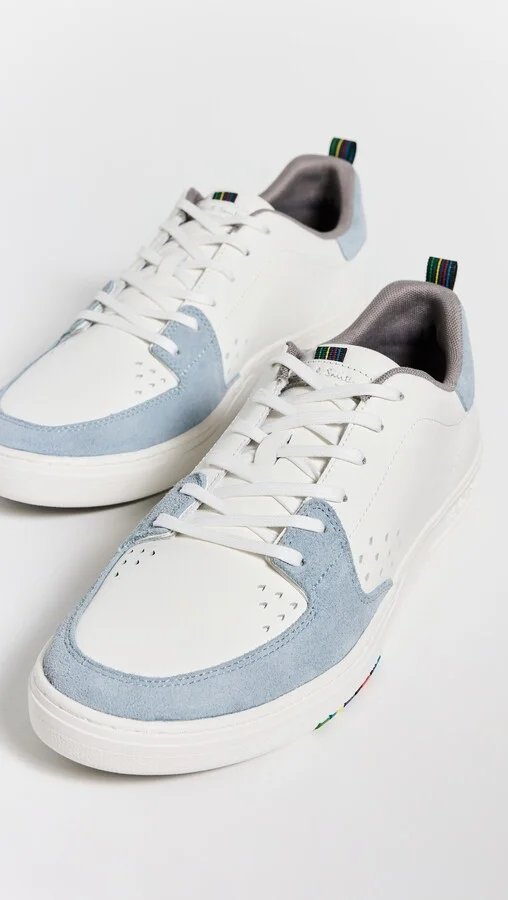 PS Paul Smith Shoe Cosmo White Light Blue Toe Sneakers - Image 4