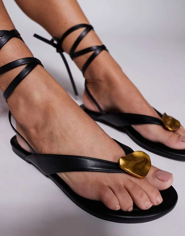 Public Desire Aelia strappy thong sandal in black - Image 2