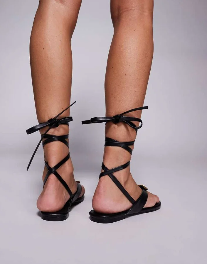 Public Desire Aelia strappy thong sandal in black - Image 3