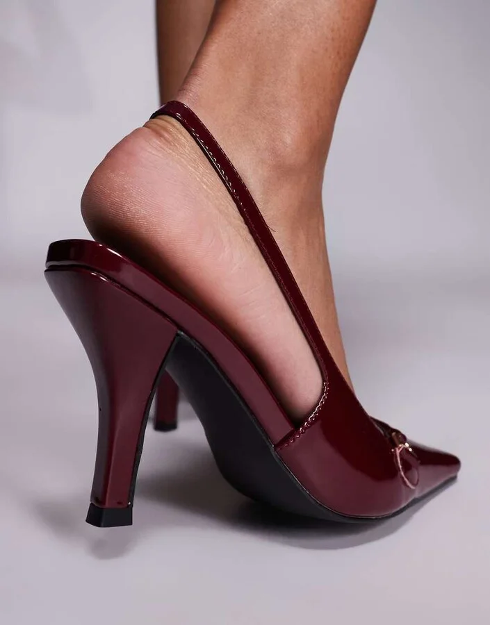 Public Desire Bessie slingback chiseled-toe heels in burgundy - Image 2