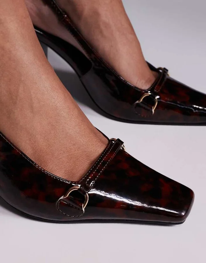 Public Desire Bessie slingback chiseled-toe heels in tortoise print - Image 2