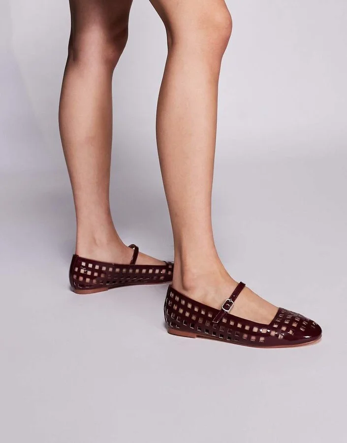 Public Desire Carrie cut out ballet flats in burgundy