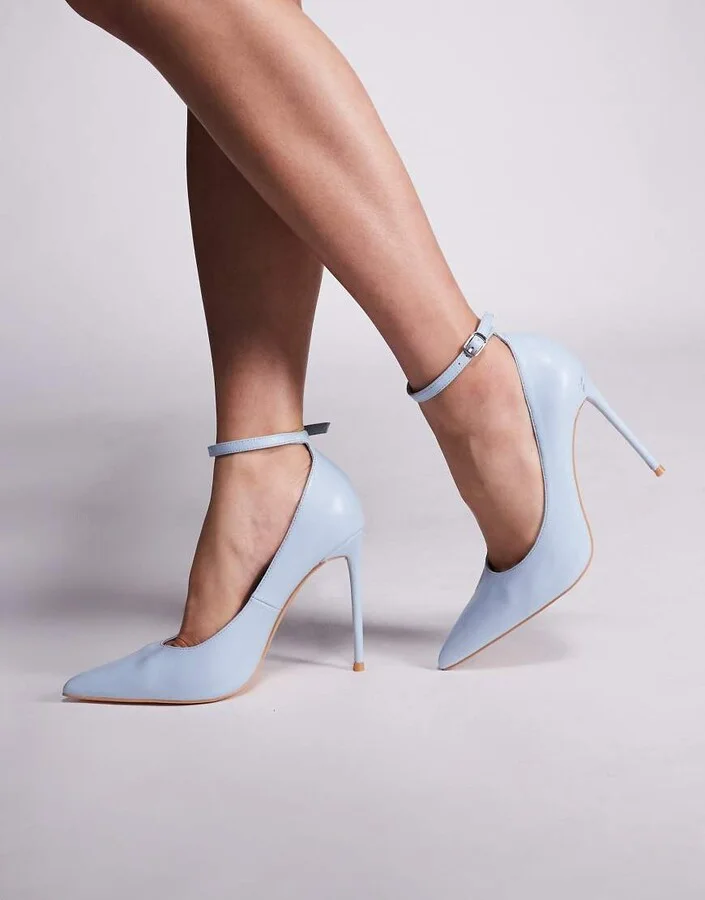Public Desire Chantilly high heeled shoes with ankle straps in baby blue