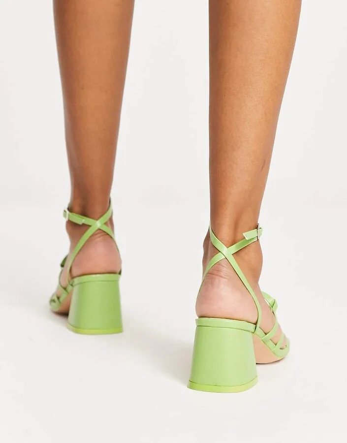 Public Desire Dayla mid heeled shoes in patent mint - Image 2