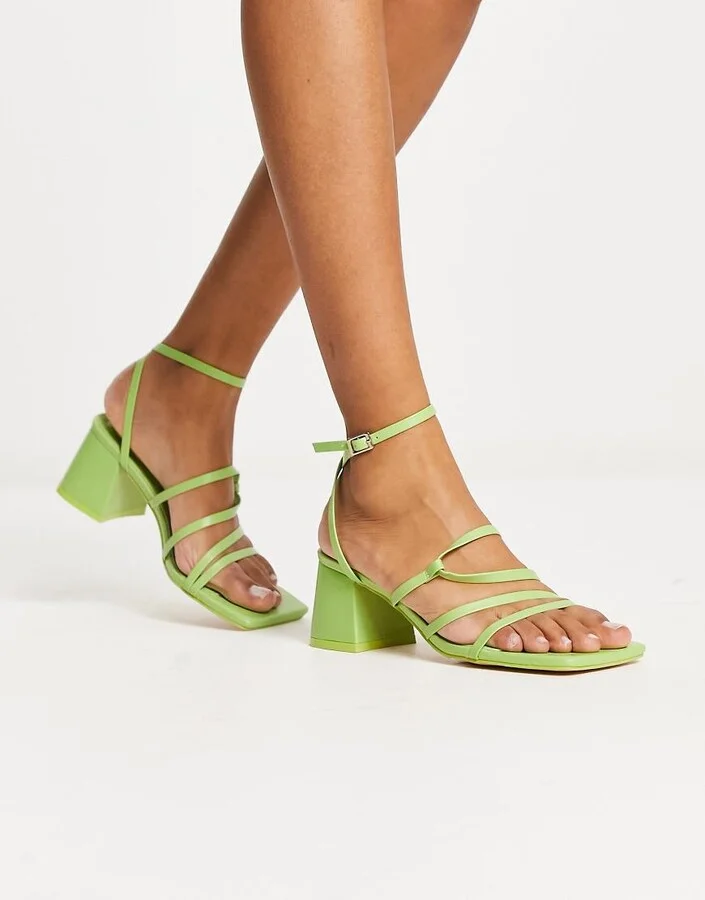 Public Desire Dayla mid heeled shoes in patent mint - Image 4