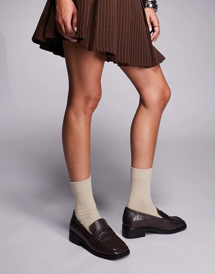 Public Desire Decaf loafers in brown croc - Image 4