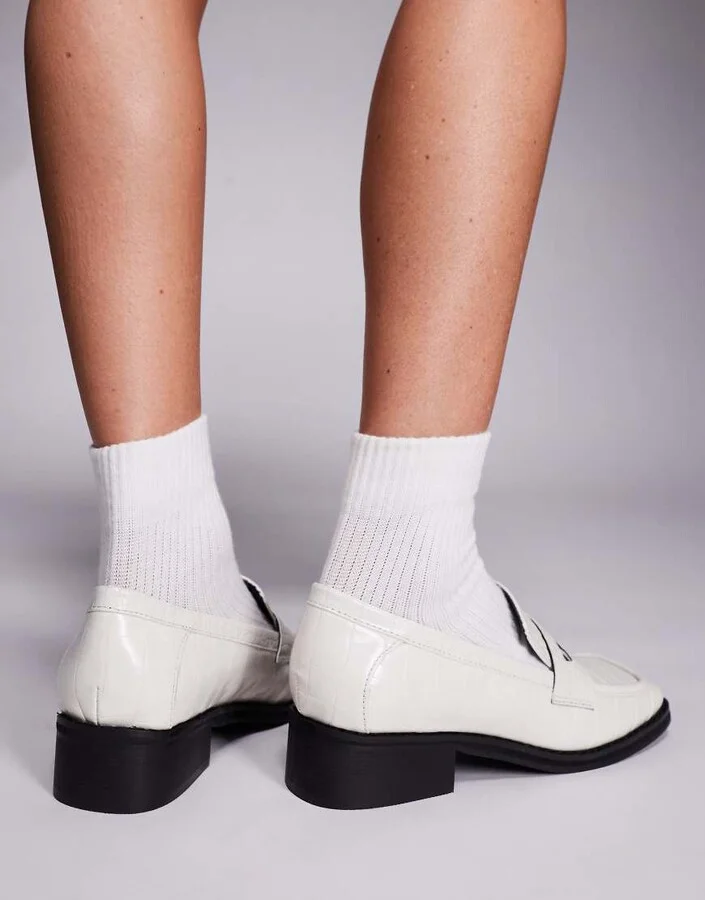 Public Desire Decaf loafers in cream croc - Image 2