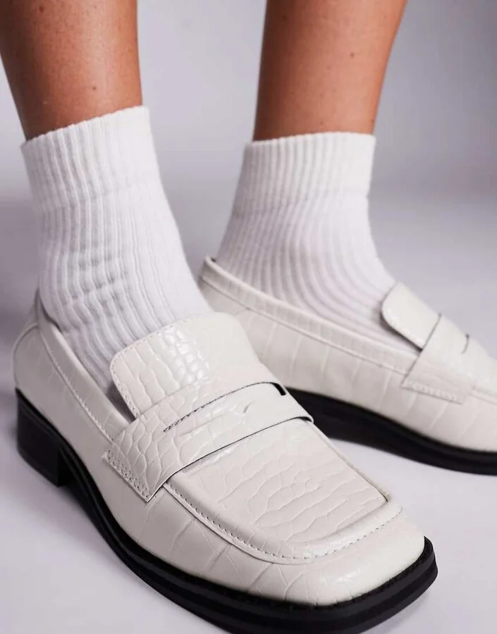 Public Desire Decaf loafers in cream croc - Image 3