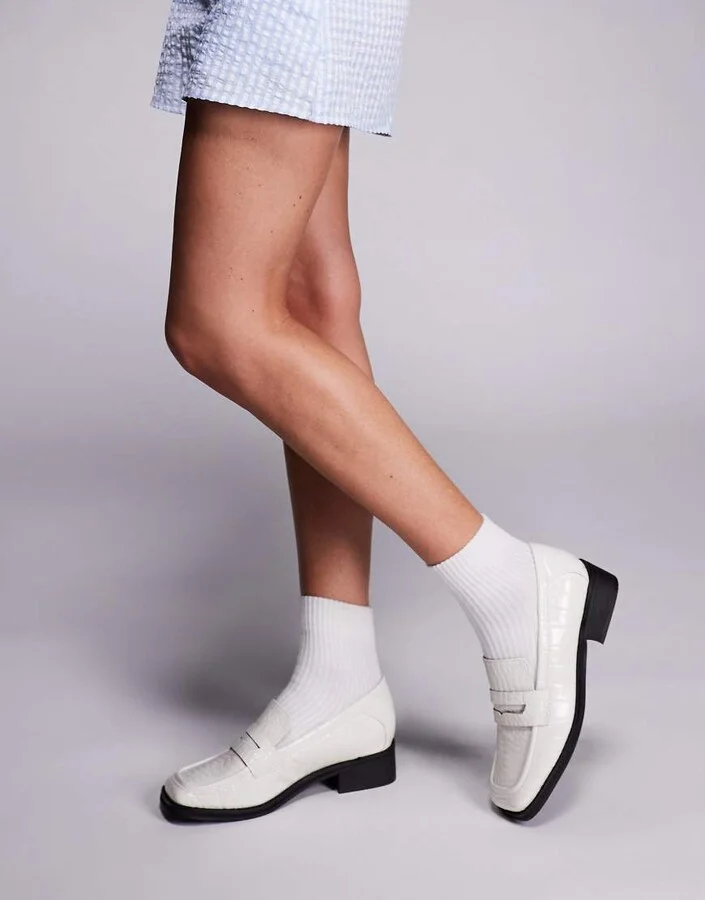 Public Desire Decaf loafers in cream croc - Image 4
