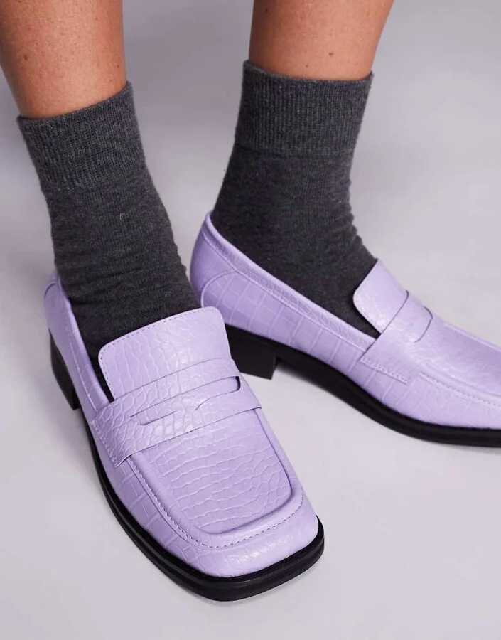 Public Desire Decaf loafers in purple croc - Image 3