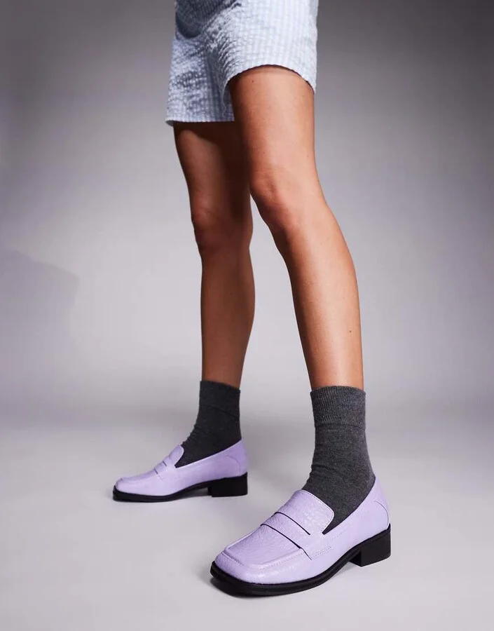 Public Desire Decaf loafers in purple croc - Image 4