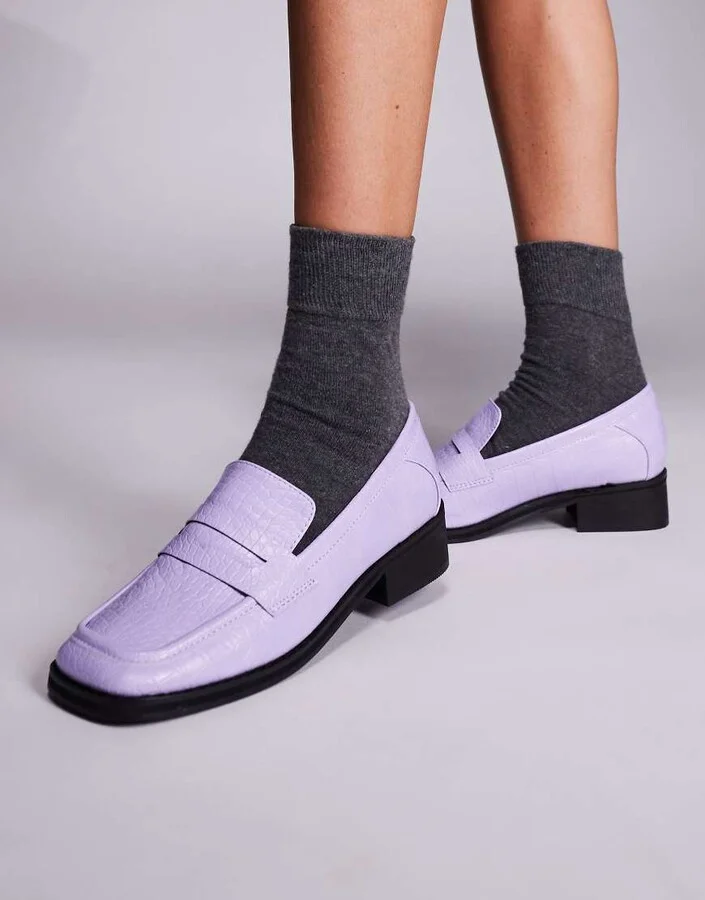 Public Desire Decaf loafers in purple croc
