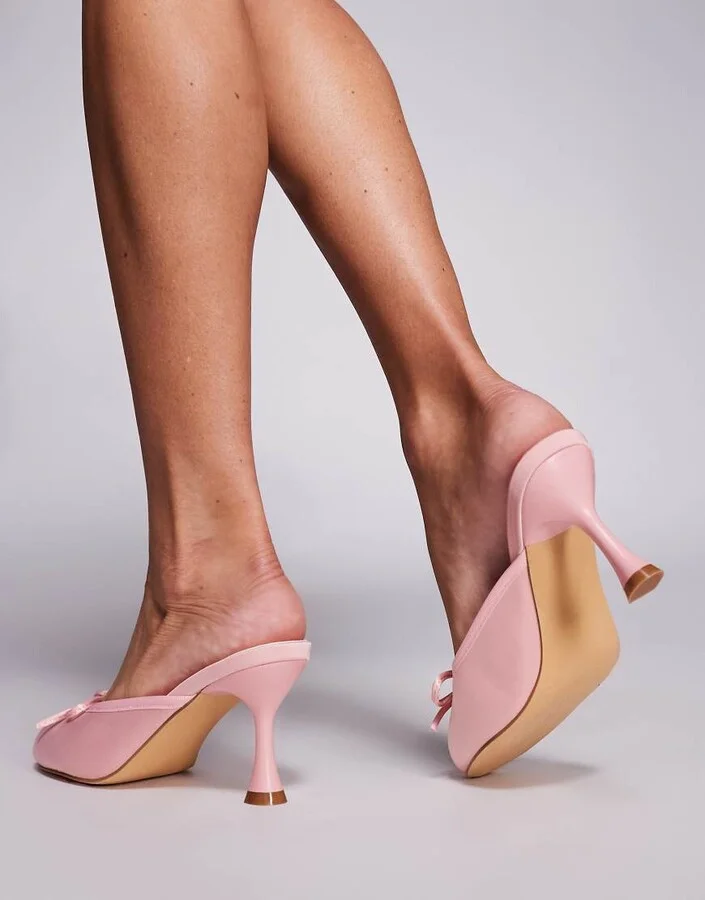 Public Desire Duel heeled mules in pink satin - Image 2