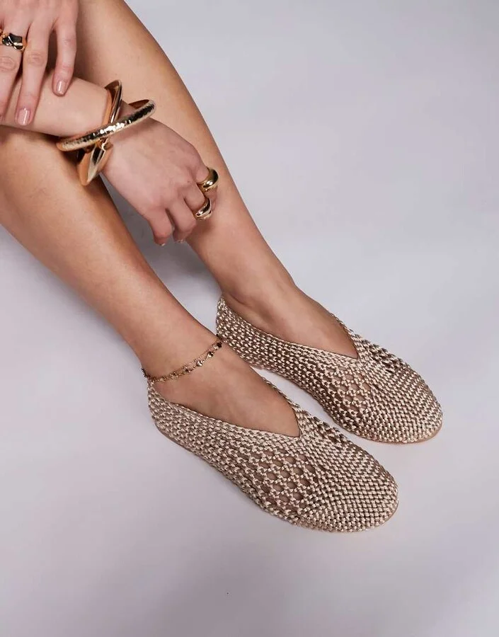 Public Desire Dylan woven ballet flats in cream