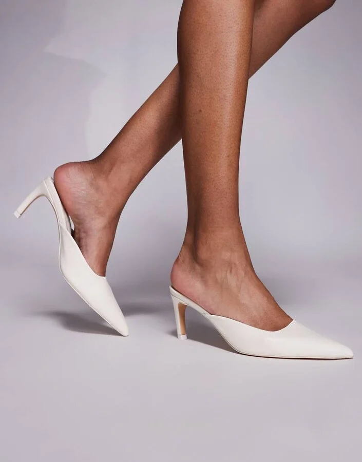 Public Desire Edgar curve heel pointed mules in cream