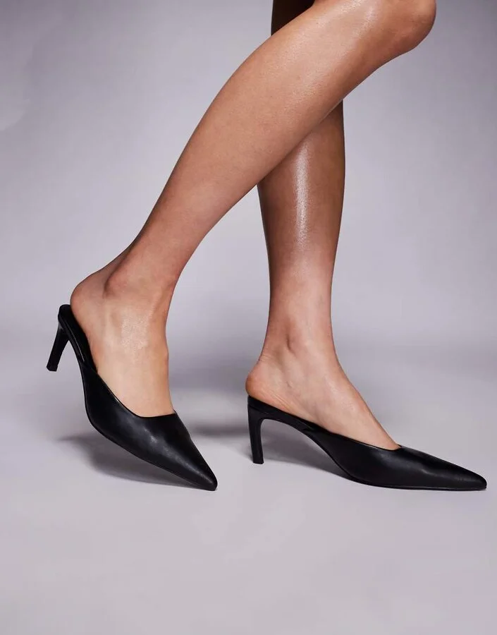 Public Desire Edgar curved heel pointed mules in cream