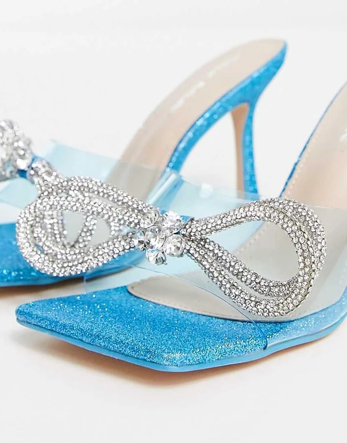 Public Desire Exclusive Level Up mules in blue glitter - Image 4