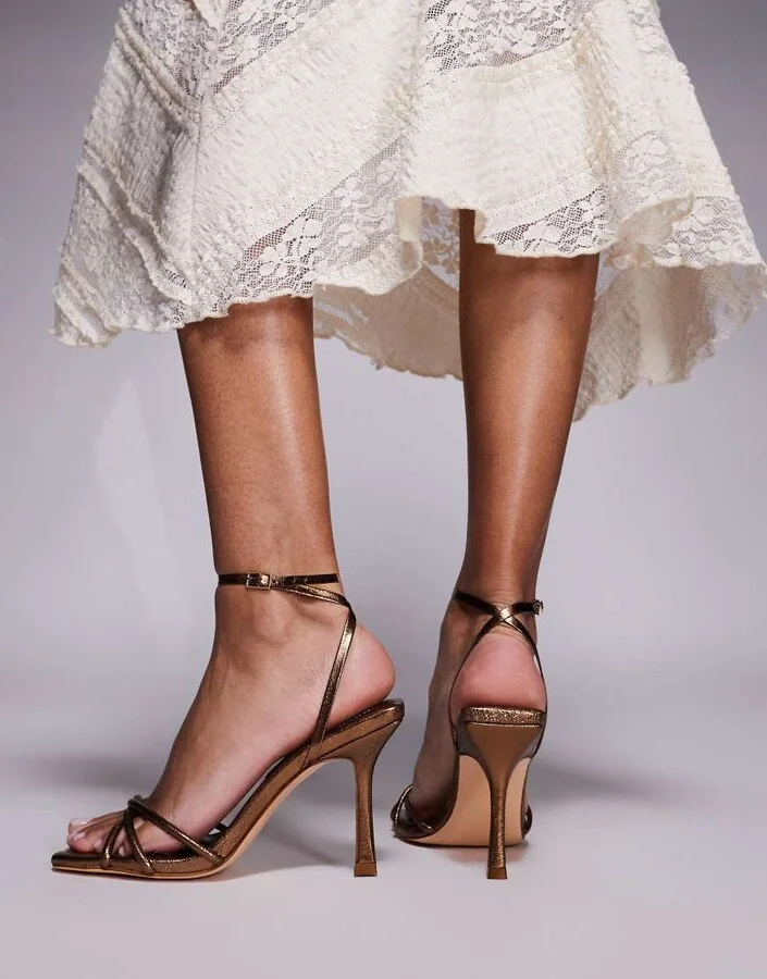 Public Desire Fizzy low heel sandals in bronze - Image 4