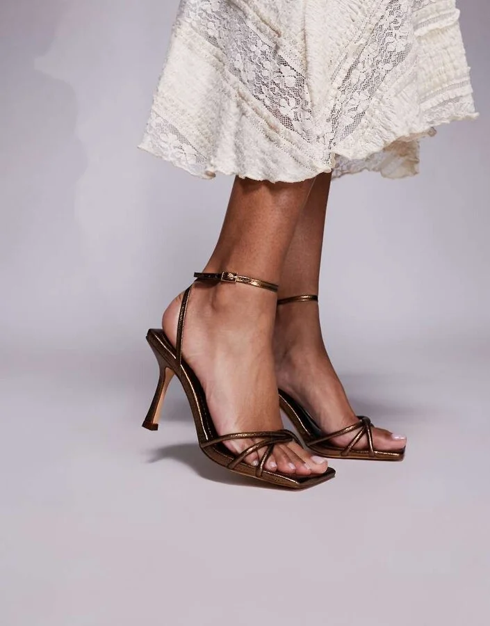 Public Desire Fizzy low heel sandals in bronze
