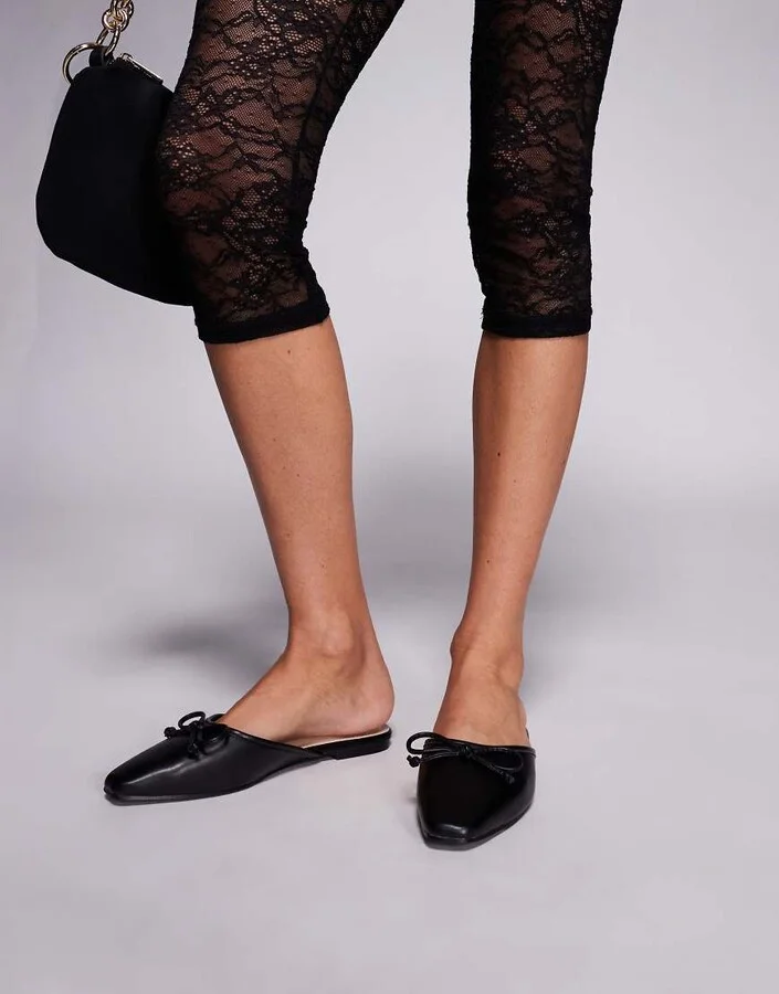Public Desire Gio slip on mule flats in black - Image 3